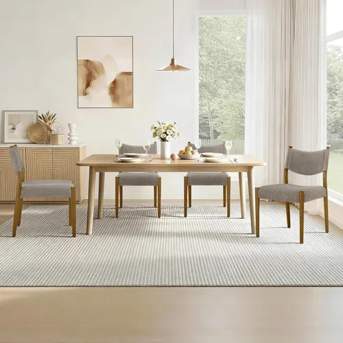 Vista 3 de KISLOT Juego de 4 sillas de comedor, sillas ergonómicas tapizadas de madera Sillas de comedor modernas de mediados de siglo, sillas ergonómicas