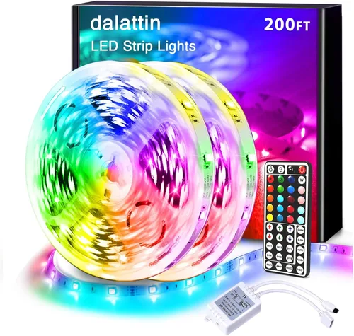 Vista 8 de Dalattin - Tira de luces LED para dormitorio de 25 pies, kit de tiras de luces LED RGB 5050 con cambio de color, control remoto de 44 teclas