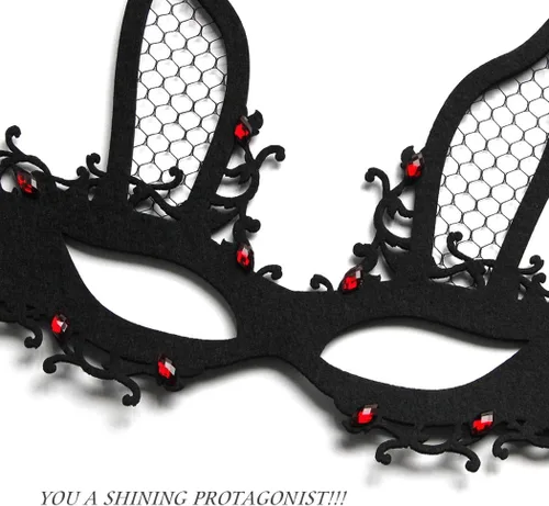 Vista 4 de Máscaras faciales con diamantes de imitación, color negro, brillante, para carnaval, Mardi Gras, para Halloween, Navidad, cosplay, fiesta, baile