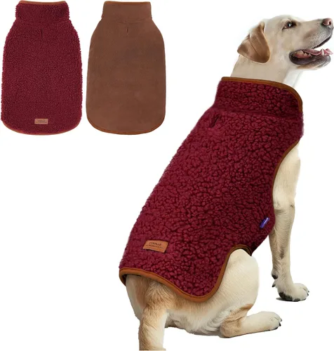 Vista 24 de cyeollo Sherpa - Abrigo reversible para perros pequeños, color rosa, talla S Warm Fleece Winter Sweater, Turtleneck Pet Vest, Adjustable Fit, Easy