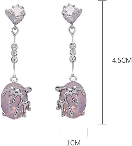 Vista 5 de Aretes de plata de ley 925 hipoalergénicos de color rosa intenso para mujer, joyería de moda