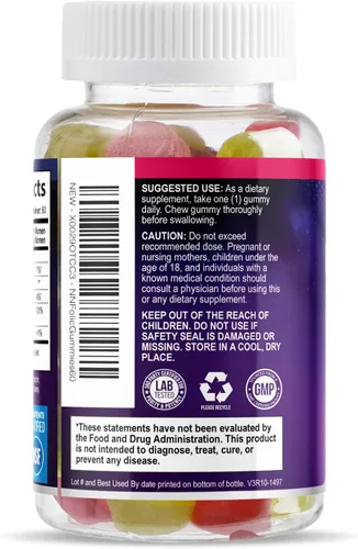 Vista 8 de Gomitas de ácido fólico para mujeres, folato de 785 mcg por porción, vitaminas prenatales esenciales para mamá y bebé, suplemento fólico vegano