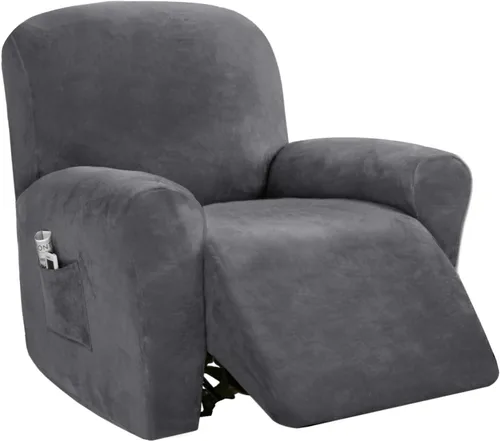 Vista 12 de PrinceDeco Funda para silla reclinable, fundas elásticas de terciopelo para sofá reclinable, estilo de 4 piezas, fundas para sillas reclinables