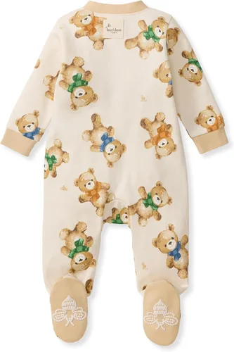 Vista 2 de Burt's Bees Baby Pijama con pies de algodón orgánico para niña Cozy Teddies - Paquete de 1