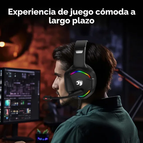 Vista 4 de IMYB A36 Auriculares para juegos con micrófono estéreo para PC, PS5, Xbox Negro