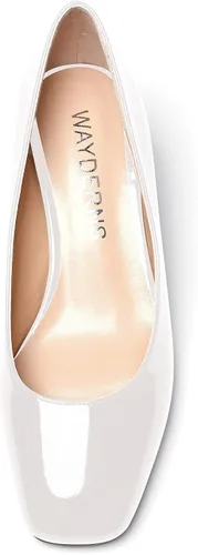 Vista 3 de WAYDERNS Zapatos de tacón bajo con punta cuadrada de charol para mujer, 2 pulgadas