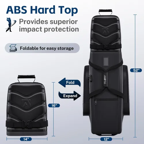 Vista 2 de APTY - Bolsa de viaje para palos de golf con funda rígida, con ruedas, acolchada, para equipaje de línea aérea - con cerradura combo integrada