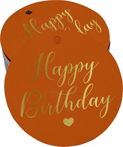 Vista 12 de Etiqueta de papel para colgar con texto en inglés «Happy Birthday» (50 unidades)