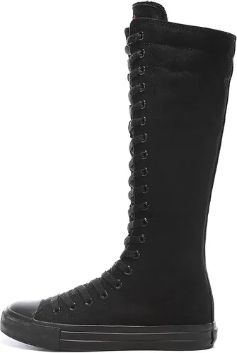 Vista 3 de Momuk - Botas de lona por arriba de la rodilla para mujer