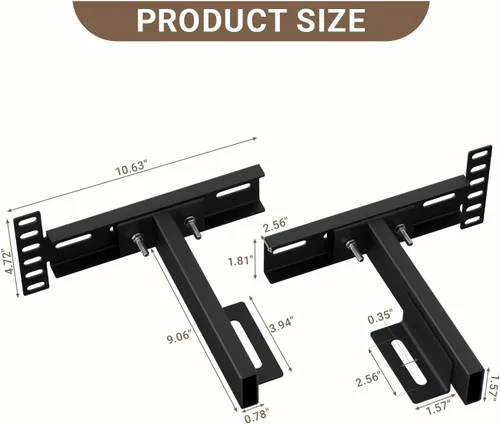 Vista 2 de Soportes de cabecera de cama ajustables, soportes de cabecera ajustables para marco de cama de metal, base de cama con kit de extensión de estribo
