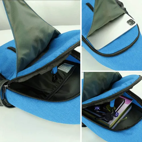 Vista 136 de Waterfly - Mochila cruzada tipo bandolera para viajes y caminatas, bolsa de pecho, Gris, talla única