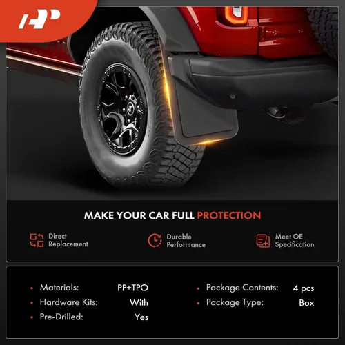 Vista 4 de A-Premium 4 protectores contra salpicaduras compatibles con Ford Bronco 2021 2022 2023, accesorios de camión resistentes, con clips de sujeción