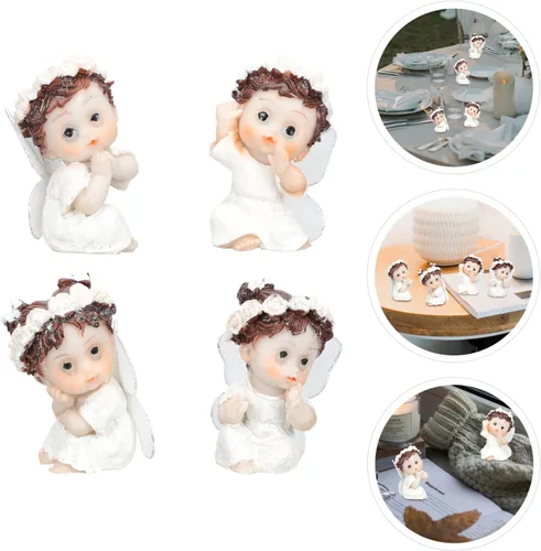 Vista 4 de ABOOFAN 4 piezas de mini estatuas de ángel de resina, ángeles de la guarda, ángeles de jardín, escultura, colección de ángeles, estatuas