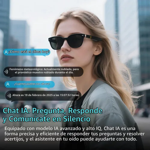 Vista 7 de Lentes inteligentes AI Translator con tecnología GPT, compatible con más de 160 idiomas, traducción en tiempo real, reducción de ruido AI, llamadas