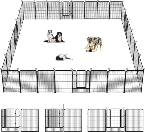Vista 13 de Corralito para perros, 40 pulgadas de altura, 38 paneles de valla resistente para perros con puerta, corral de ejercicio antioxidante para perros