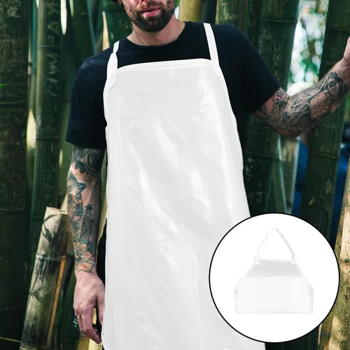 Vista 8 de Luxshiny Waterproof Kitchen Apron Set 4pcs White Long Chef Aprons Adjustable for Bbq Gardening Dishwashing