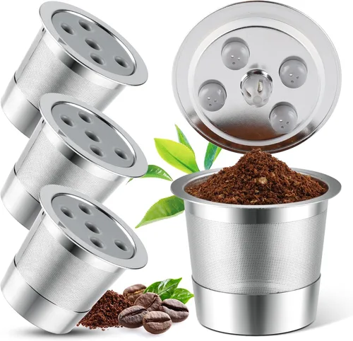 Vista 11 de Tazas K reutilizables de acero inoxidable para Keurig Supreme & Supreme Plus, tazas K reutilizables de cinco agujeros, universales, compatibles