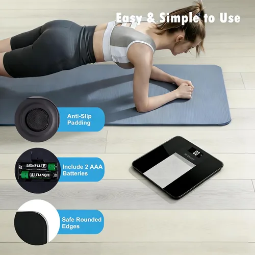 Vista 7 de NUTRI FIT Báscula digital de baño para peso corporal, alta precisión de 0.1 libras, capacidad de 400 libras, tecnología Step-On, pantalla LCD