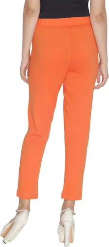Vista 3 de ladyline Pantalones elásticos de algodón suave liso para mujer, cintura alta, cierre elástico, un bolsillo, cómodos pantalones de vestir