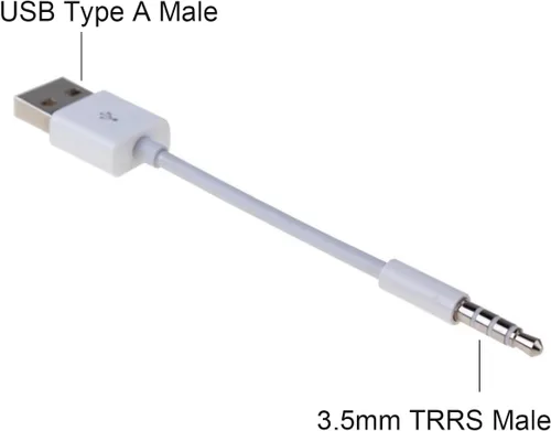 Vista 2 de Adaptador de audio USB a conector de 0.138 in, conector de audio AUX macho de 0.138 in a USB macho Cable adaptador de cable de carga para iPod