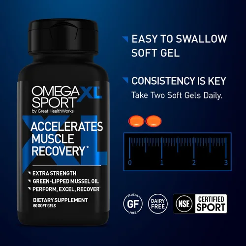 Vista 7 de OmegaXL Sport Suplemento de Recuperación Muscular de Fuerza Extra y Apoyo Respiratorio - Mejora el DOMS y ROM, Aceite de Mejillón de Labios Verdes