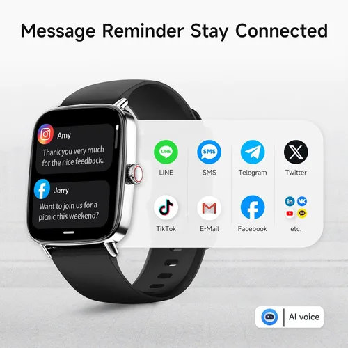 Vista 2 de Reloj inteligente para mujer, reloj inteligente HD de 1.85 pulgadas, compatible con iPhone/Samsung/Android (respuesta/hacer llamadas), más de 100