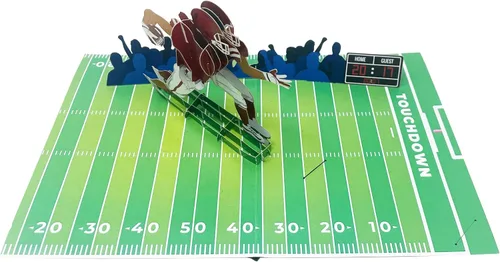 Vista 3 de Jugador de fútbol americano, tarjeta de felicitación desplegable 3D para todas las ocasiones, amor, cumpleaños, Navidad, deportes, felicitaciones