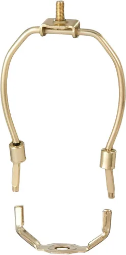 Vista 7 de B&P Lamp® Soporte de arpa de pantalla de lámpara de 6-1/2 pulgadas de peso regular para lámparas de mesa y de pie, acero chapado en latón