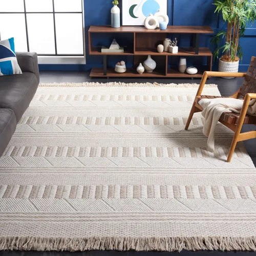 Vista 10 de SAFAVIEH Natura Collection - Alfombra de pasillo de 8 pies, color marfil y gris topo, diseño moderno, ideal para zonas de alto tráfico en pasillo