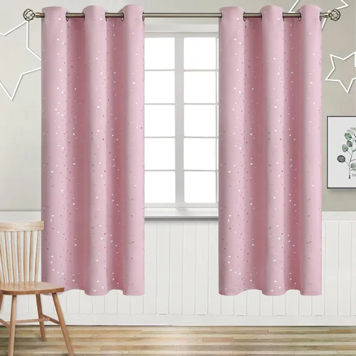 Vista 126 de BGment Cortinas opacas para dormitorio infantil, con aislamiento térmico, con ojales, estampado de estrellas plateadas, cortinas para oscurecer
