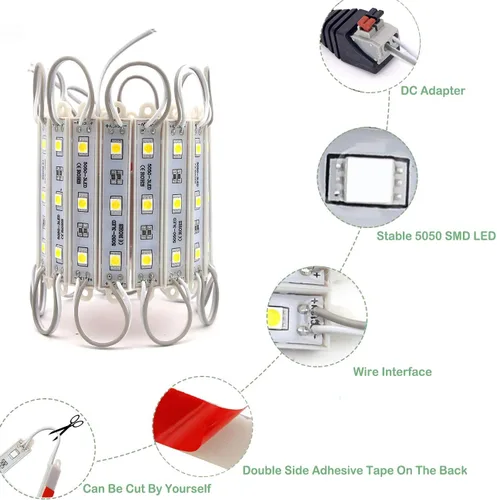 Vista 3 de Luces LED para escaparates de 10 pies, 20 piezas, luz decorativa impermeable para letreros publicitarios