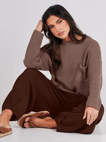Vista 9 de Prinbara Conjunto de 2 piezas para mujer, suéter de punto para otoño, pantalones de gran tamaño, conjunto casual de descanso