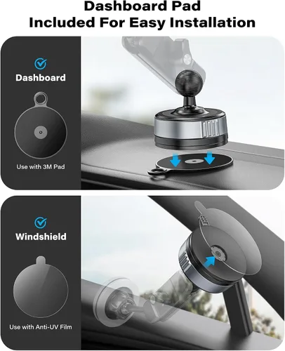 Vista 7 de 1" Ball Suction Cup Mount Base, 2-in-1 Vacuum&Adhesive for RAM Mount B