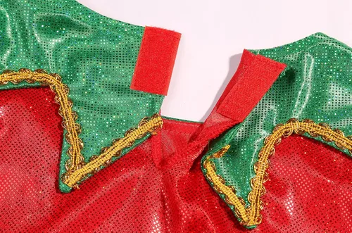 Vista 3 de Costumerry Disfraz de elfo para niñas, vestido de Papá Noel de elfo, traje de Navidad