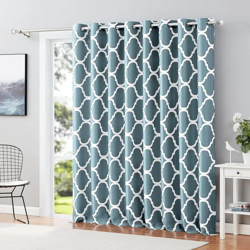 Vista 59 de Melodieux - Cortina opaca con aislamiento térmico y ojales, de estilo marroquí, 100 x 84 pulgadas, color gris (1 panel)