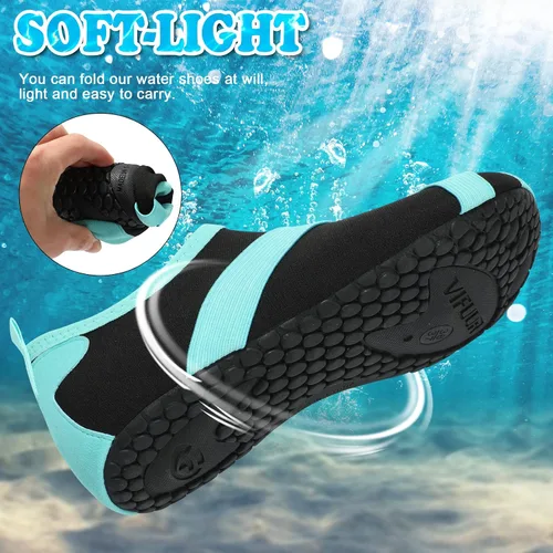 Vista 6 de VIFUUR Zapatos de agua para hombre y mujer, calcetines acuáticos de secado rápido para playa, natación, yoga, deportes al aire libre