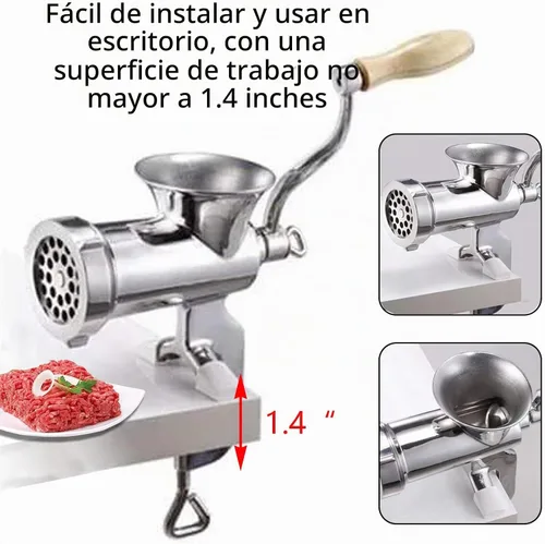 Vista 5 de CAM2 Molinillo de carne manual de acero inoxidable 304 resistente #10 con abrazadera con cuchilla de acero inoxidable 420 (10#)