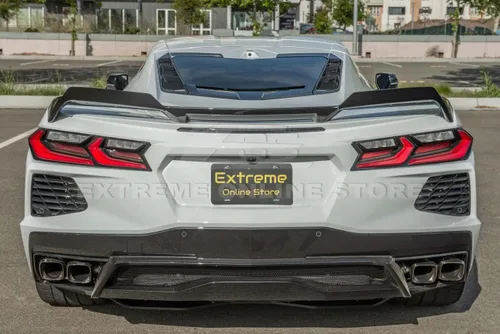 Vista 4 de Repuesto para modelos Chevrolet Corvette C8 2020 Par de mimbres adicionales de alerón de tapa trasera de maletero estilo Z51