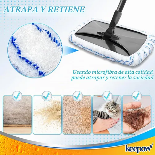 Vista 6 de KEEPOW Almohadillas reutilizables para trapeador compatibles con mopa de microfibra O Cedar Hardwood Floor'N More, cabezales de repuesto para uso