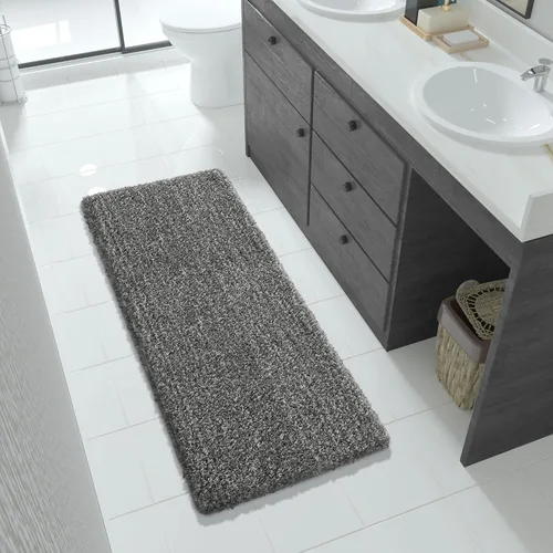 Vista 99 de Yimobra Alfombras de baño en negro y blanco antideslizantes lavables, tapetes de baño ultra suaves y absorbentes de agua, alfombra de ducha suave