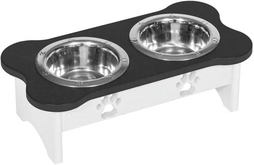 Vista 260 de Poly Lumber - Comedero doble de hueso mediano de 2 cuartos de galón, color negro