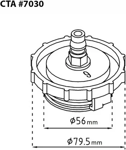 Vista 3 de CTA Tools 7030 Adaptador de cilindro maestro – Inserción de 56mm, D.E. de 79.5mm, Conexión Nitto de 1/2" – Compatible con Honda y Acura, purga