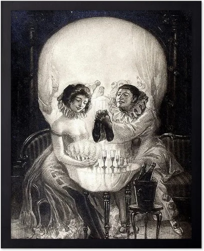 Vista 33 de Poster Master Póster vintage – Impresión de pintura de bailarina en la cabeza de la muerte – Arte surrealismo – Regalo gótico para él, ella