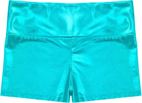 Vista 4 de Pantalones cortos metálicos brillantes para niñas, hip hop, jazz, danza, gimnasia, entrenamiento, yoga, pantalones cortos deportivos, ropa de baile