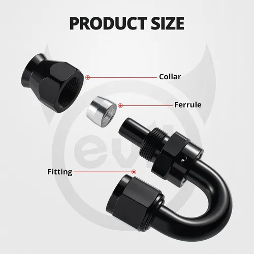 Vista 2 de EVIL ENERGY 8AN PTFE montaje extremo de manguera 180 grados negro para manguera de PTFE solamente 2PCS