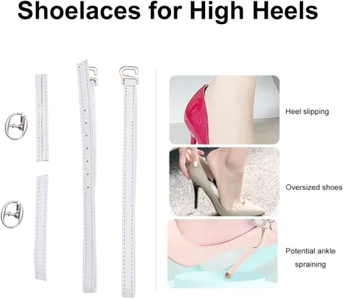 Vista 8 de EXCEART 2 pares de correas de tacón alto para zapatos de repuesto con hebilla de cuero desmontable para mujeres y niñas zapatos de tacón alto blanco