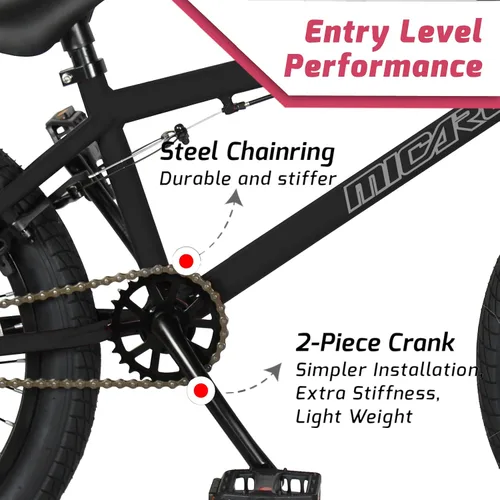 Vista 2 de MICARGI MBX Hi-Ten - Bicicleta para principiantes de estilo libre con marco de acero de 20 pulgadas para niños o adultos, de 5 pies a 6 pies y 2