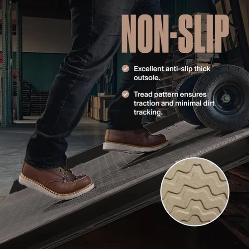 Vista 5 de EverBoots - Botas de trabajo con punta de acero, resistentes a la abrasión y al aceite, botas de cuña con puntera tipo mocasín, de piel aceitada