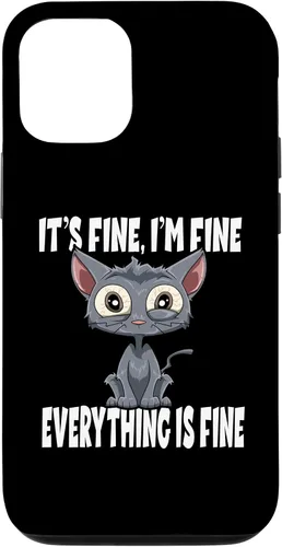 Vista 11 de Funda para iPhone 12 mini It's Fine I'm Fine Everything Is Fine Lustige Katze