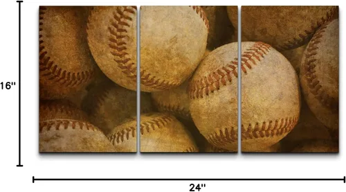 Vista 137 de wall26 Lienzo enmarcado para pared, juego de arte de primer plano, detalles de costuras de béisbol, atletas deportivos, fotografía, moderno